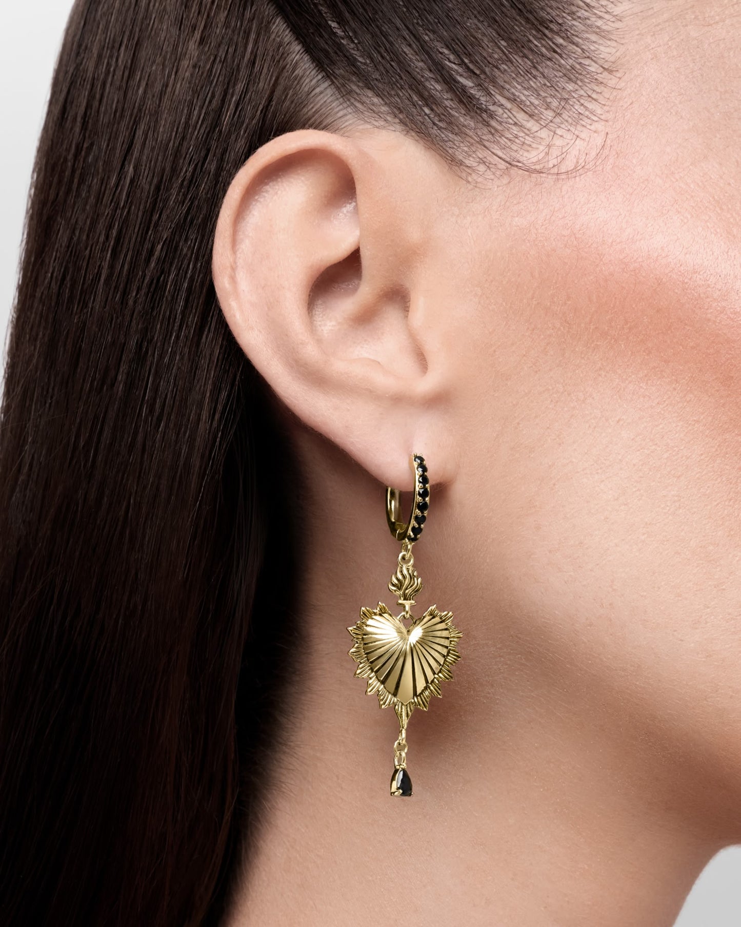 Sacred Heart Eternal Earrings-Ear Dangles- Gold - - Ask & Embla