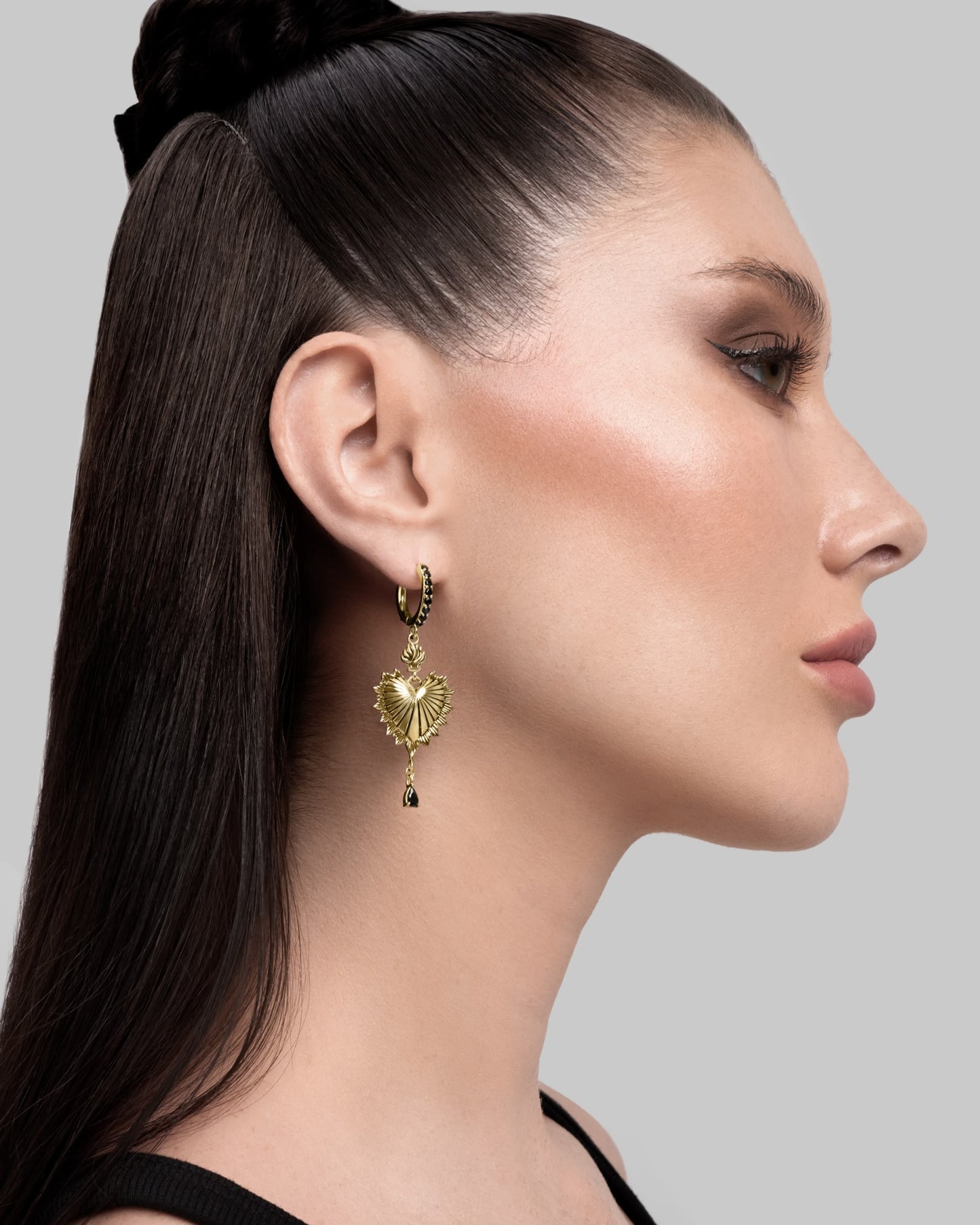 Sacred Heart Eternal Earrings-Ear Dangles- Gold - - Ask & Embla