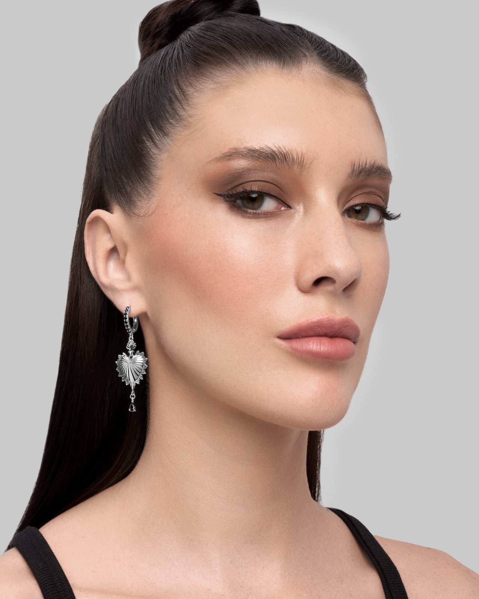 Sacred Heart Eternal Earrings-Ear Dangles- Gold - - Ask & Embla