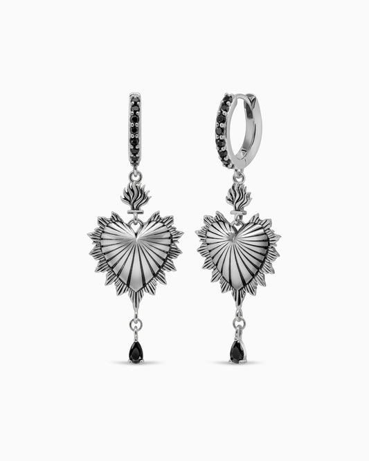 Sacred Heart Eternal Earrings-Ear Dangles- Gold - - Ask & Embla