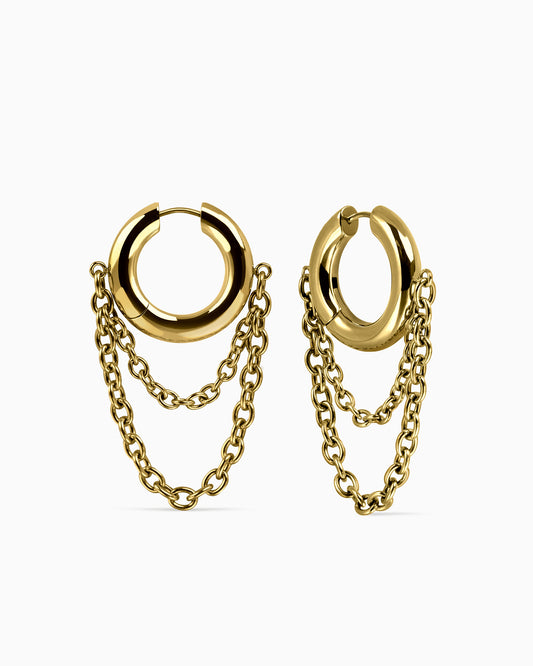 Obscura Chain Earrings-Ear Dangles- Gold - - Ask & Embla
