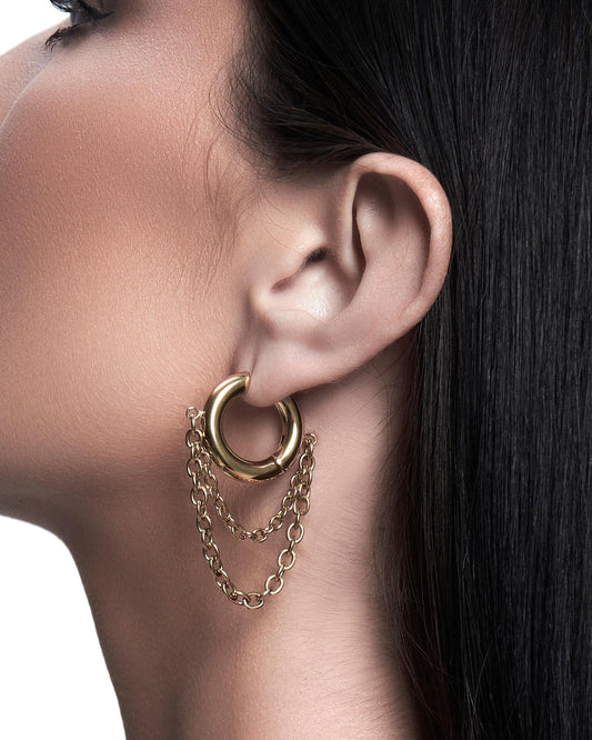 Obscura Chain Earrings-Ear Dangles- Gold - - Ask & Embla