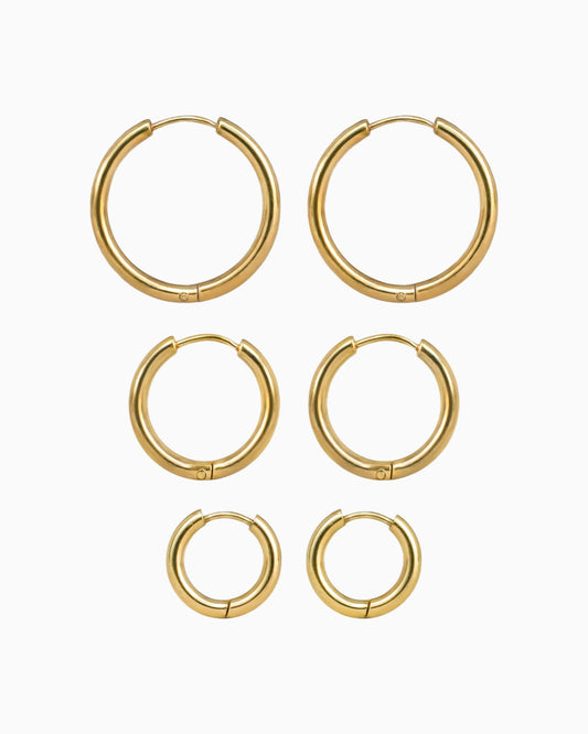 Tria Hoop Earrings Set (Pack of 3)-Ear Hoops- Silver - Pack of 3 - Ask & Embla