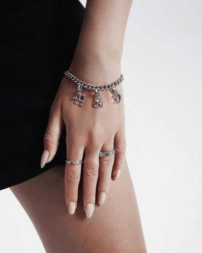 Mini Blackletter Charms - N-Charms- Silver - - Ask & Embla